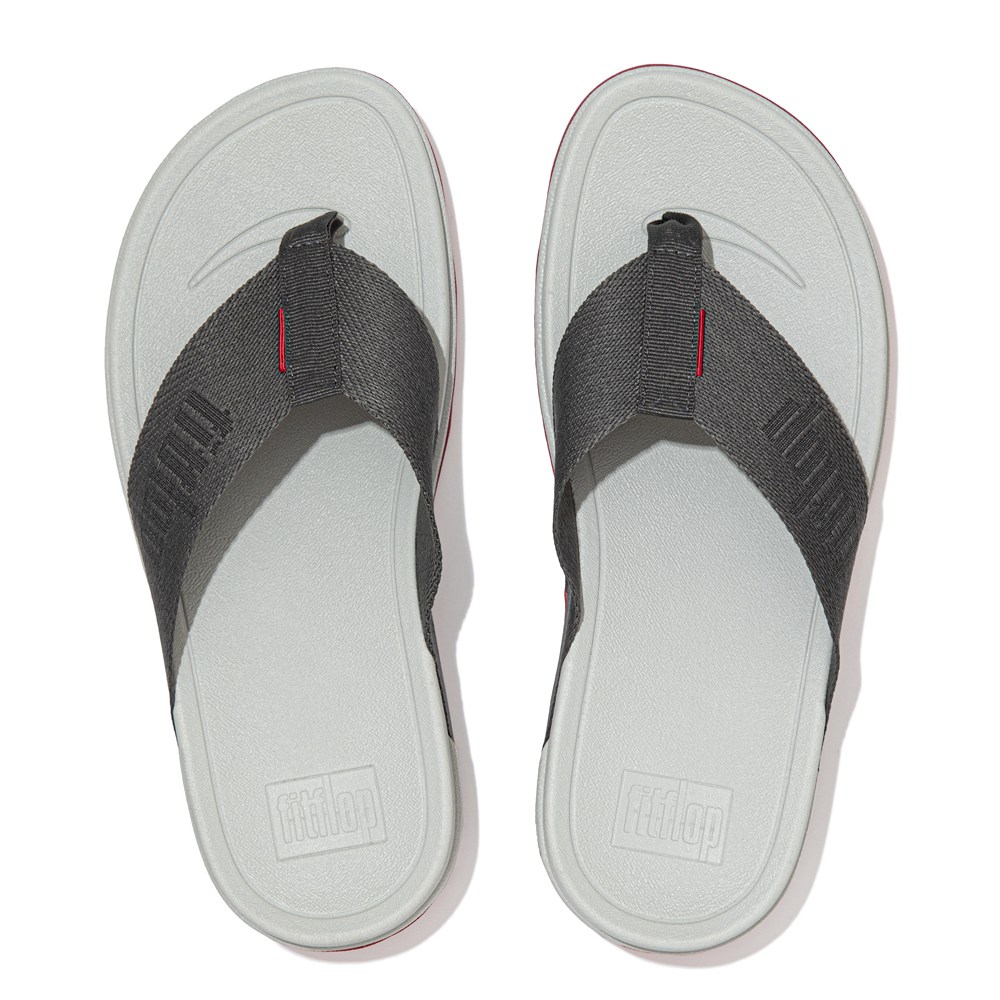 Fitflop Womens Sandals - Surfa Woven Logo Toe-post - Grey - 236-TRAUDM